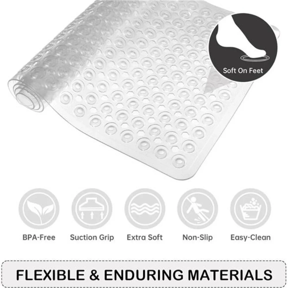 Non Slip Bathtub Shower Mat Extra Large Suction Cup Bath Mat Machine Washable